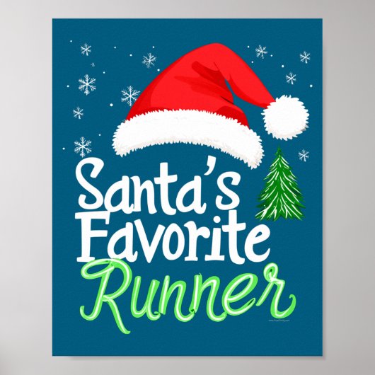 Poster Cute Funny Santa's Favorite Runner Christmas Run H (Devant)