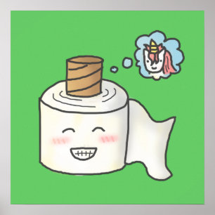 Poster Cute Funny Toilet Papier Dreaming C'est Unicorn