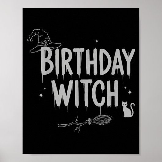 Poster Cute Funny Witch Witchy Birthday Witches Happy Wom (Devant)