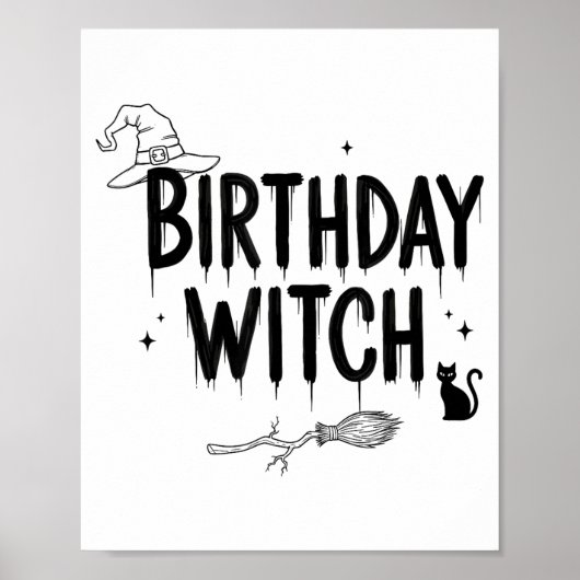 Poster Cute Funny Witch Witchy Birthday Witches Happy Wom (Devant)