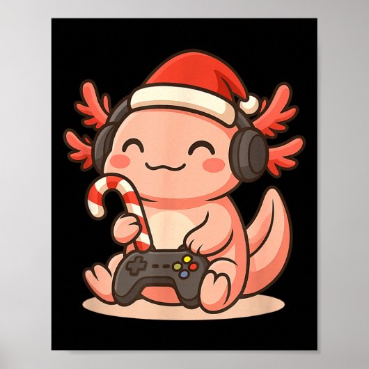 Poster Cute Gamer Axolotl Christmas Design  (Devant)