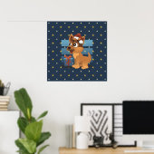 Poster Cute German Shepherd puppy Cartoon Starry night (Bureau à domicile)