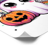 Poster Cute Ghost Boire Café Latte Ghost Boo Hallowe (Coin)