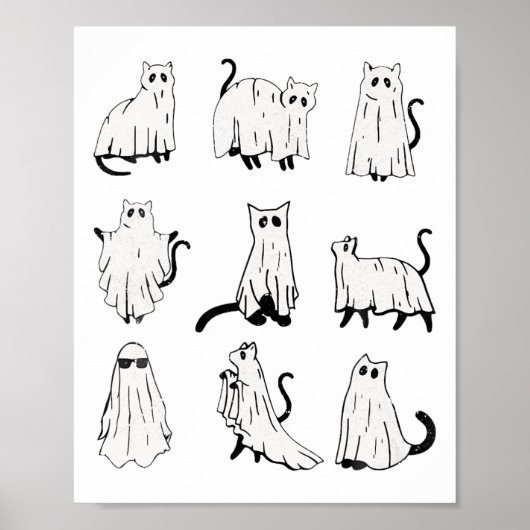 Poster Cute Ghost Chat Funny Halloween Costumes (Devant)