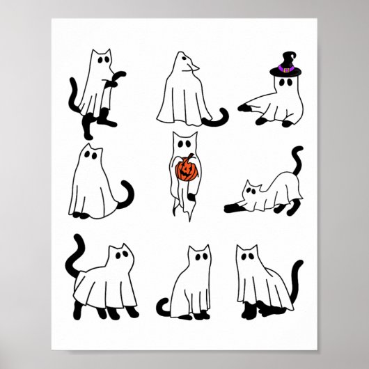 Poster Cute Ghost Chat Funny Halloween Costumes de tenue  (Devant)