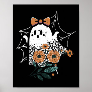 Poster Cute Ghost Dancing Retro Halloween Femmes Filles E