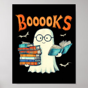 Poster Cute Ghost Livre de lecture Livres Halloween Ensei