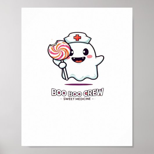 Poster Cute Ghost Nurse Boo Boo Crew Halloween classique (Devant)
