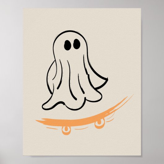 Poster Cute ghost on skateboard (Devant)