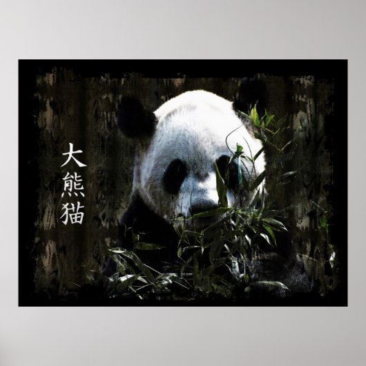 Poster Cute Giant Panda Ours avec savoureux Feuilles Bamb (Devant)