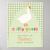 Poster Cute Gingham Silly Goose Baby Shower Welcome (Devant)