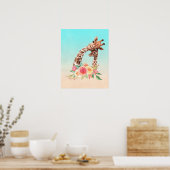 Poster Cute Giraffe Aquarelle Maman & Bébé (Cuisine)