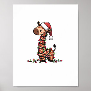 Poster Cute Giraffe Arbre de Noël Giraffe Amateurs de gir