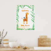 Poster Cute Giraffe & Baby shower d'aquarelle (Cuisine)