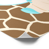 Poster Cute Giraffe Boy Baby shower bleu (Coin)