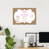 Poster Cute Giraffe Girl Baby shower rose (Bureau à domicile)