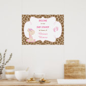 Poster Cute Giraffe Girl Baby shower rose (Cuisine)
