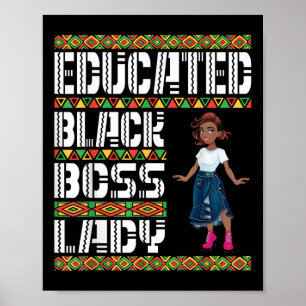 Poster Cute Girl instruite Black Boss Lady Amérique Afriq