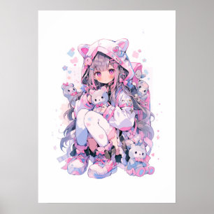 Poster Cute Girl Kawaii Style Anime