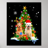 Poster Cute Golden Retriever Christmas Tree (Devant)