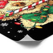 Poster Cute Goldendoodle Santa Hat Xmas Lights Goldendood (Coin)