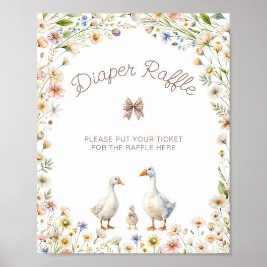 Poster Cute Goose Fleur sauvage Baby shower Déchets Raffi (Devant)