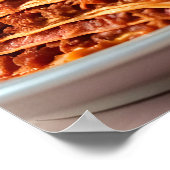 Poster Cute Gray Chat avec Lasagne et Verre à Vin (Coin)