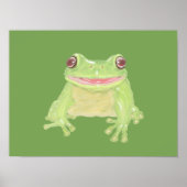 Poster Cute Green Tree Frog - transparent. (Devant)