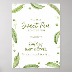 Poster Cute Greenergie Veggie Sweet Pea Baby shower Bienv