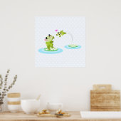 Poster Cute grenouilles - kawaii mère et bébé grenouille (Cuisine)