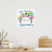 Poster Cute Grey Kawaii Hamster (Cuisine)