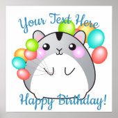 Poster Cute Grey Kawaii Hamster (Devant)