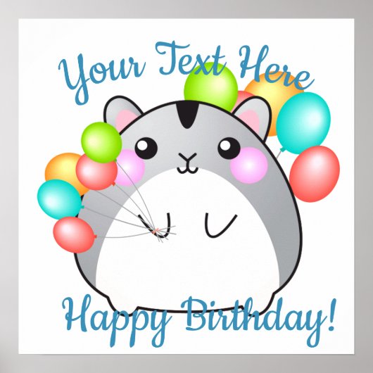 Poster Cute Grey Kawaii Hamster (Devant)