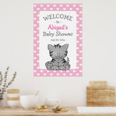 Poster Cute Grey Kitten et Coeurs Baby shower fille (Cuisine)