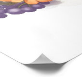 Poster Cute Grey Kitty avec Fleurs Kawaii Chibi (Coin)