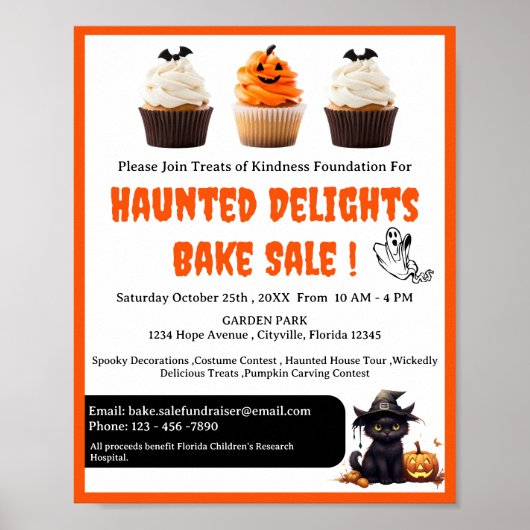 Poster Cute Halloween Bake Sale collecte de fonds (Devant)