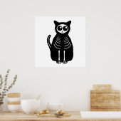 Poster Cute Halloween Cartographier Chat Squelette (Cuisine)