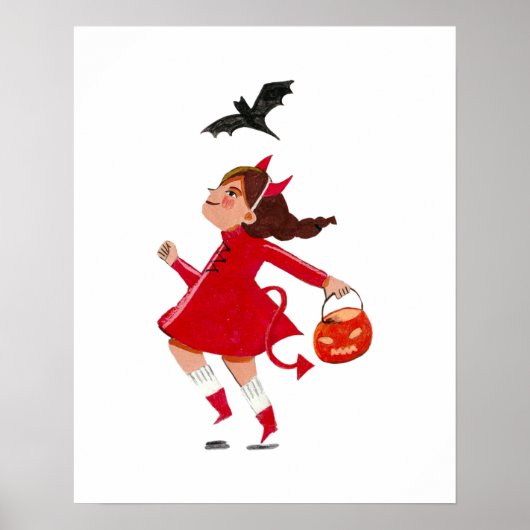 Poster Cute Halloween enfants costume tour et traiter par (Devant)