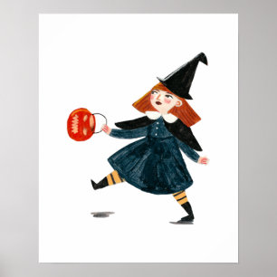 Poster Cute Halloween enfants costume tour et traiter par