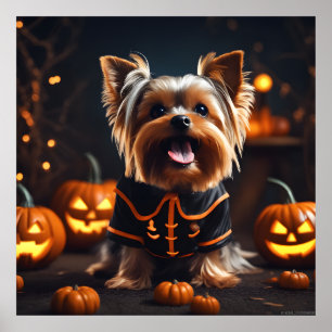 Poster Cute Halloween Yorkshire Terrier Chien Chien Chien