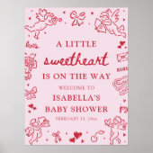 Poster Cute Hand Drawn Valentine Baby Shower Welcome Sign (Devant)