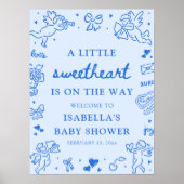 Poster Cute Hand Drawn Valentine Baby Shower Welcome Sign (Devant)