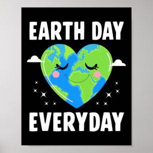 Poster Cute Heart Earth Enseignants Jour des terres tous