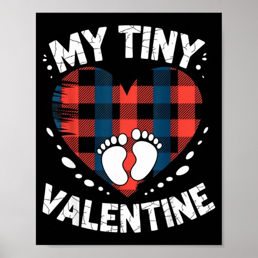 Poster Cute Heart My Tiny Valentine Pregnancy Announcemen (Devant)
