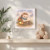 Poster Cute Hedgehog Reading A Book Kids Nursery