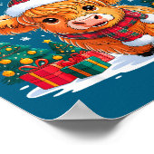 Poster Cute Highland Cow Christmas Funny Santa Lights Hol (Coin)