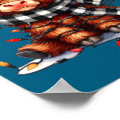 Poster Cute Highland Cow Christmas Lights Santa Hat Winte (Coin)