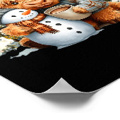 Poster Cute Highland Cow With Snowman Hot Cocoa Christmas (Coin)