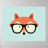 Poster Cute Hipster Red Fox (Devant)