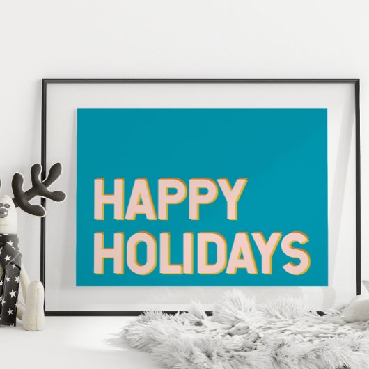 Poster Cute Holiday Typographie simple rose et bleu